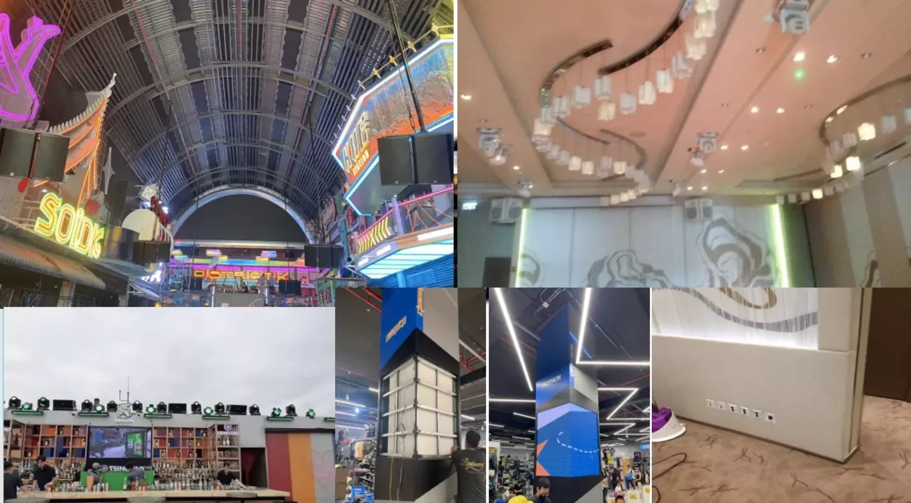 Các dự án thiết kế, thi công hệ thống âm thanh , ánh sáng , led cho nhà hàng bar  Và ballroom tại Các khách sạn tại trung tâm TP HCM và Quảng Bình 